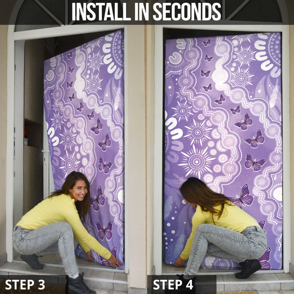 Australia Epilepsy Support Door Cover Purple Butterflies Aboriginal