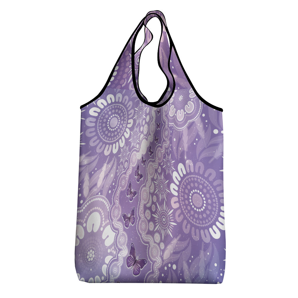 Australia Epilepsy Support Grocery Bag Purple Butterflies Aboriginal