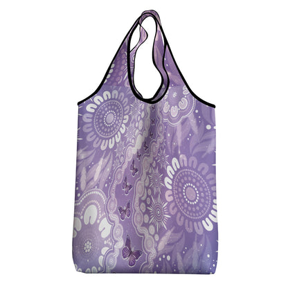 Australia Epilepsy Support Grocery Bag Purple Butterflies Aboriginal