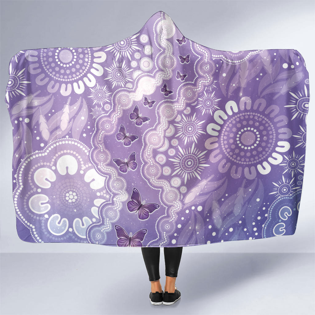 Australia Epilepsy Support Hooded Blanket Purple Butterflies Aboriginal