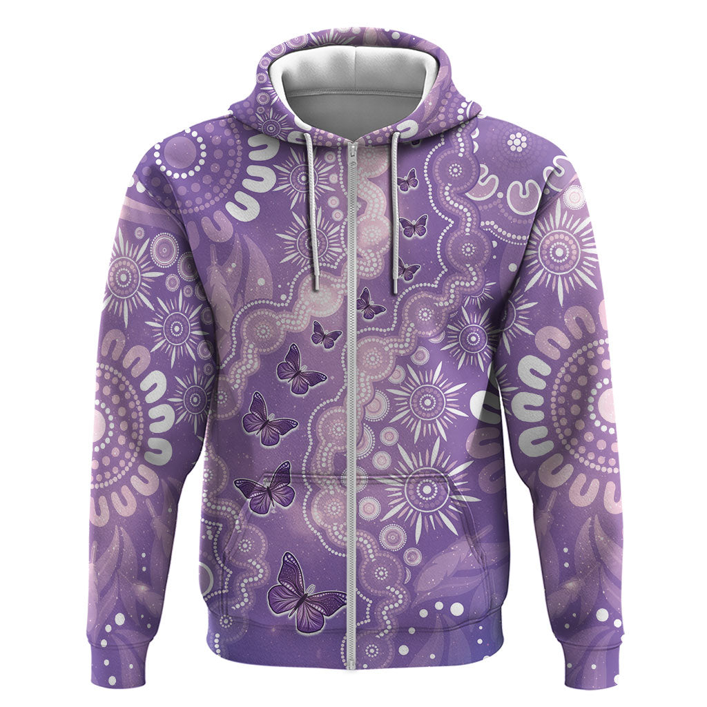 Australia Epilepsy Support Hoodie Purple Butterflies Aboriginal