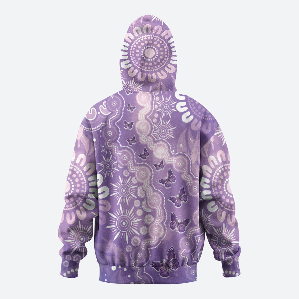 Australia Epilepsy Support Hoodie Purple Butterflies Aboriginal