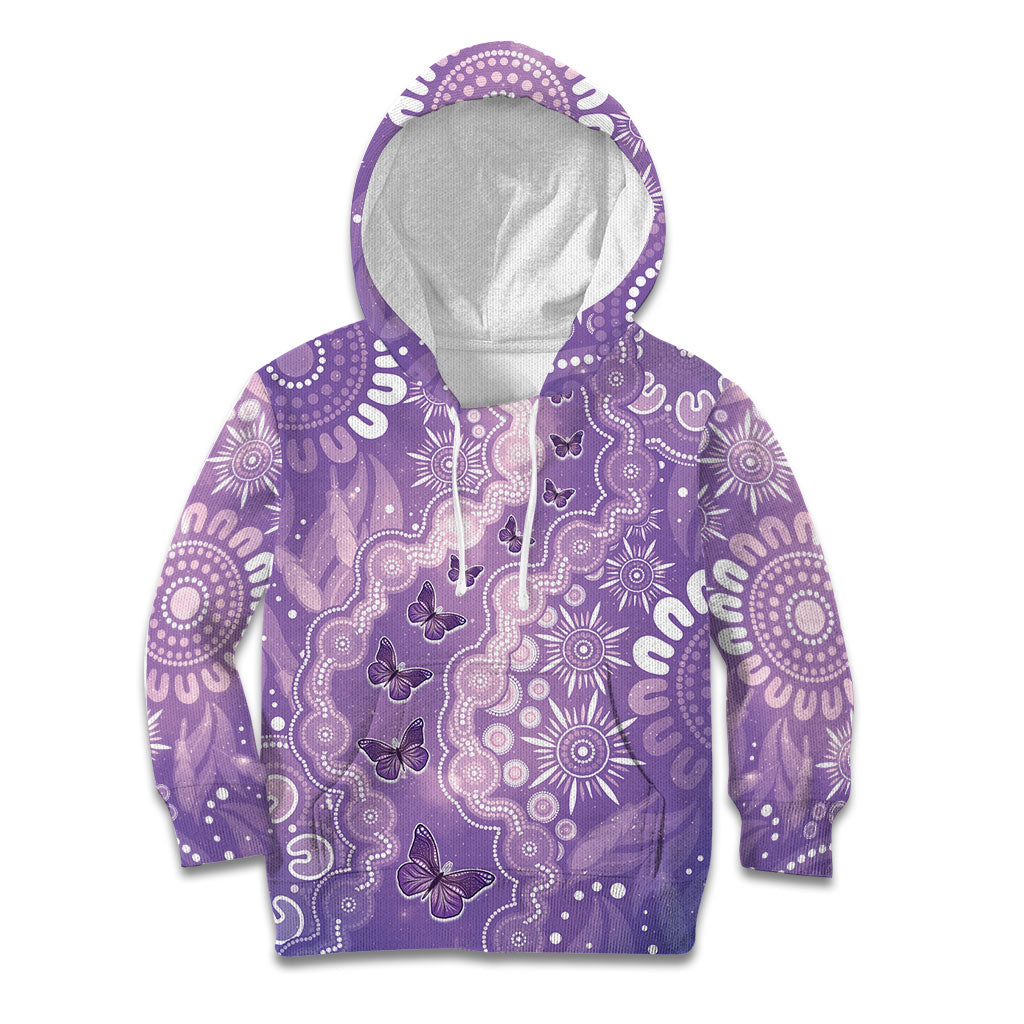 Australia Epilepsy Support Kid Hoodie Purple Butterflies Aboriginal