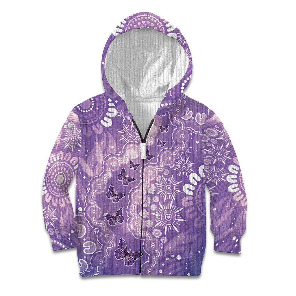 Australia Epilepsy Support Kid Hoodie Purple Butterflies Aboriginal