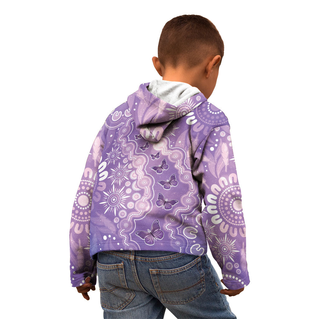Australia Epilepsy Support Kid Hoodie Purple Butterflies Aboriginal