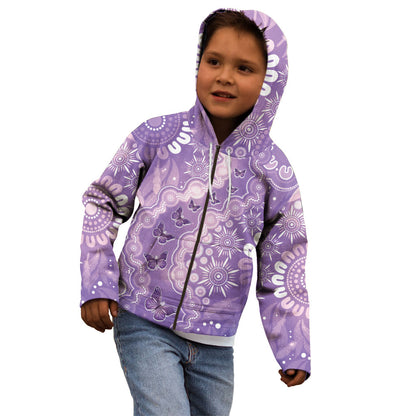 Australia Epilepsy Support Kid Hoodie Purple Butterflies Aboriginal
