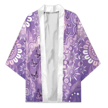 Australia Epilepsy Support Kimono Purple Butterflies Aboriginal
