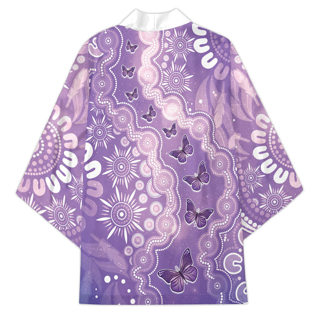 Australia Epilepsy Support Kimono Purple Butterflies Aboriginal
