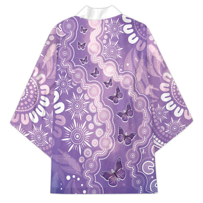 Australia Epilepsy Support Kimono Purple Butterflies Aboriginal