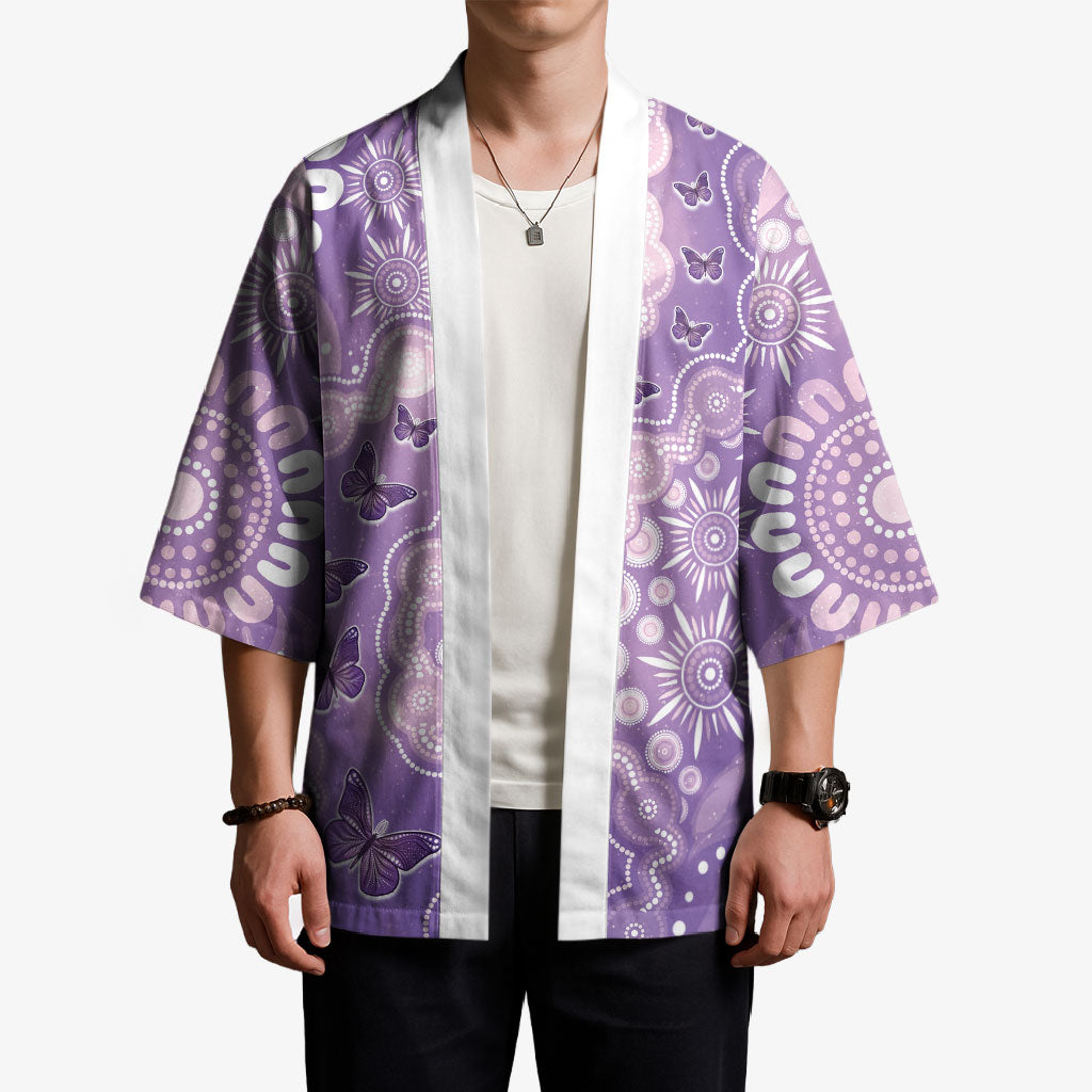 Australia Epilepsy Support Kimono Purple Butterflies Aboriginal