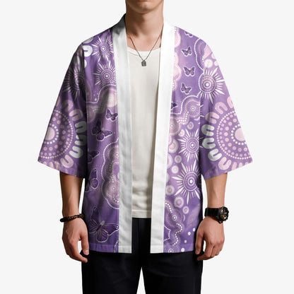 Australia Epilepsy Support Kimono Purple Butterflies Aboriginal