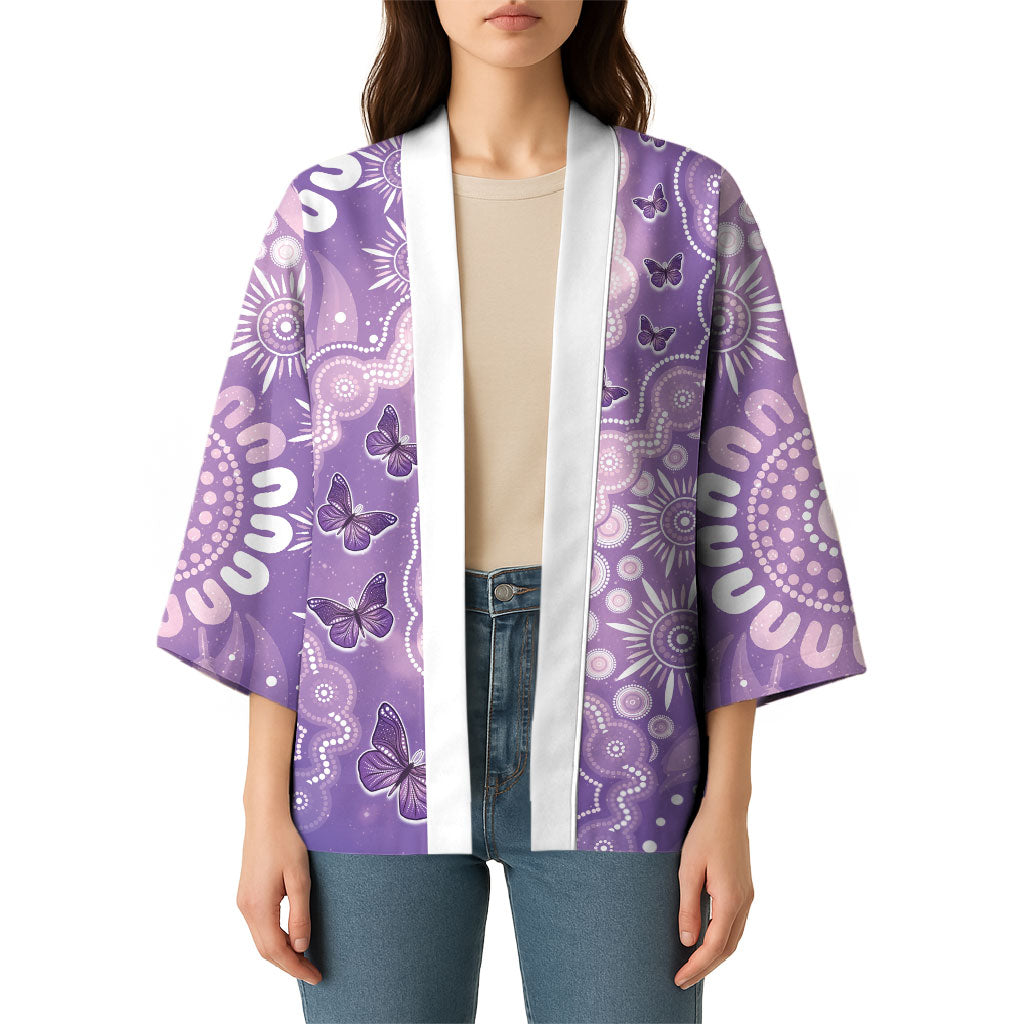 Australia Epilepsy Support Kimono Purple Butterflies Aboriginal