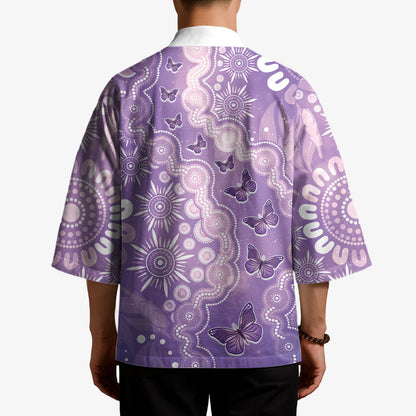 Australia Epilepsy Support Kimono Purple Butterflies Aboriginal