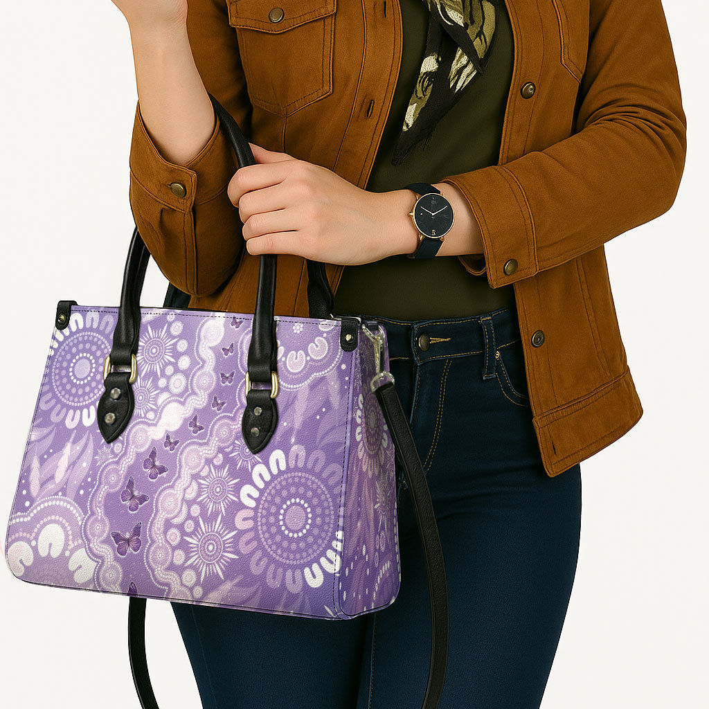 Australia Epilepsy Support Leather Bag Purple Butterflies Aboriginal