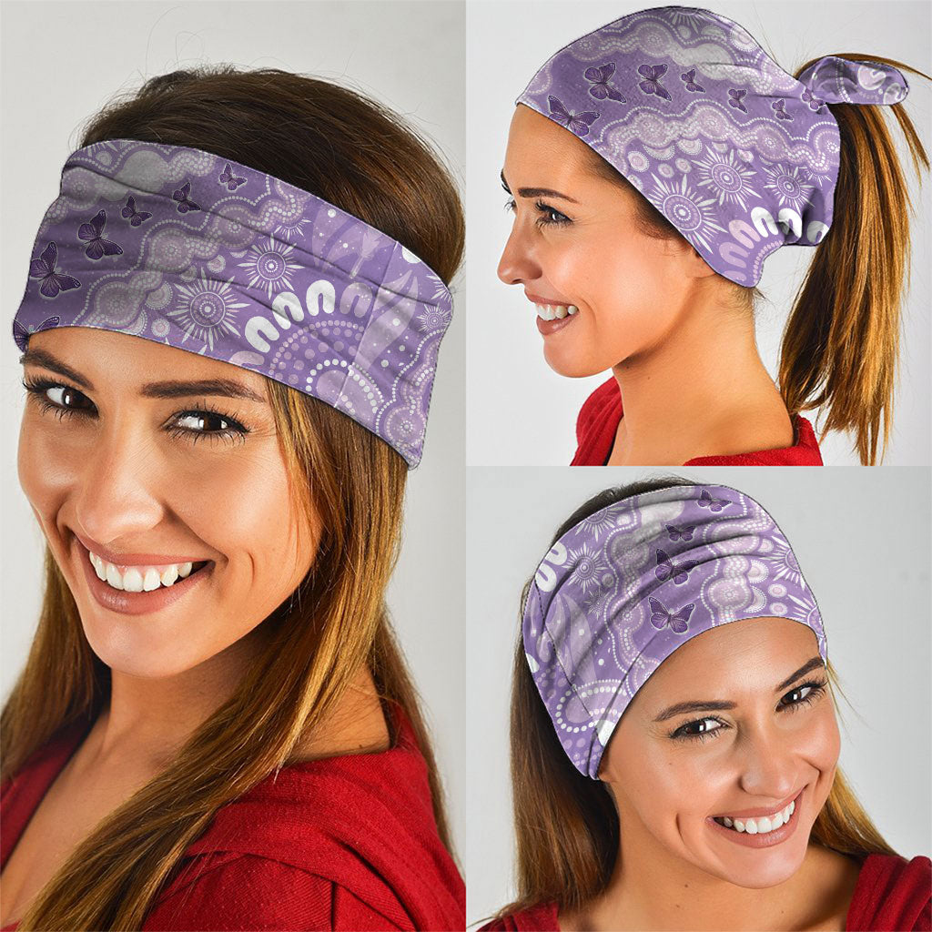 Australia Epilepsy Support Neck Gaiter Purple Butterflies Aboriginal