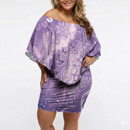 Australia Epilepsy Support Off Shoulder Short Dress Purple Butterflies Aboriginal