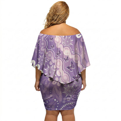 Australia Epilepsy Support Off Shoulder Short Dress Purple Butterflies Aboriginal