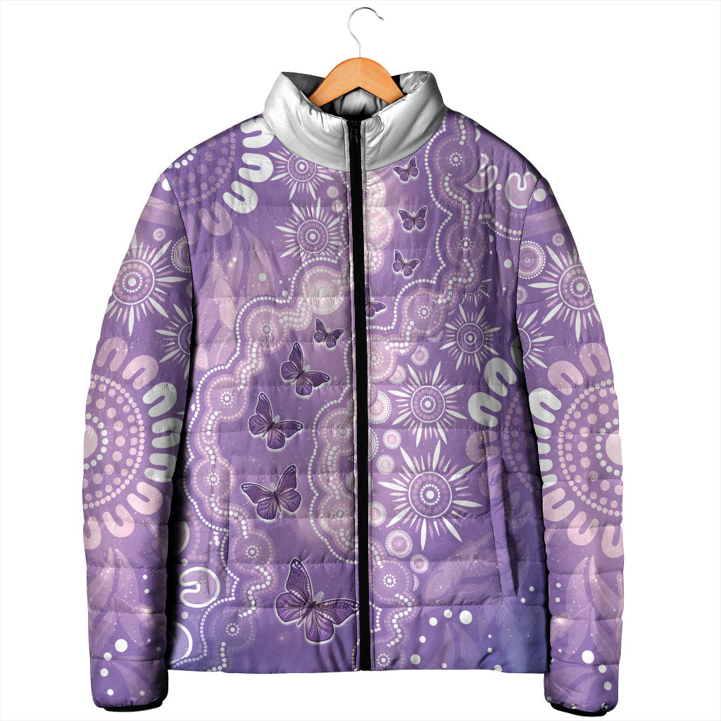 Australia Epilepsy Support Padded Jacket Purple Butterflies Aboriginal