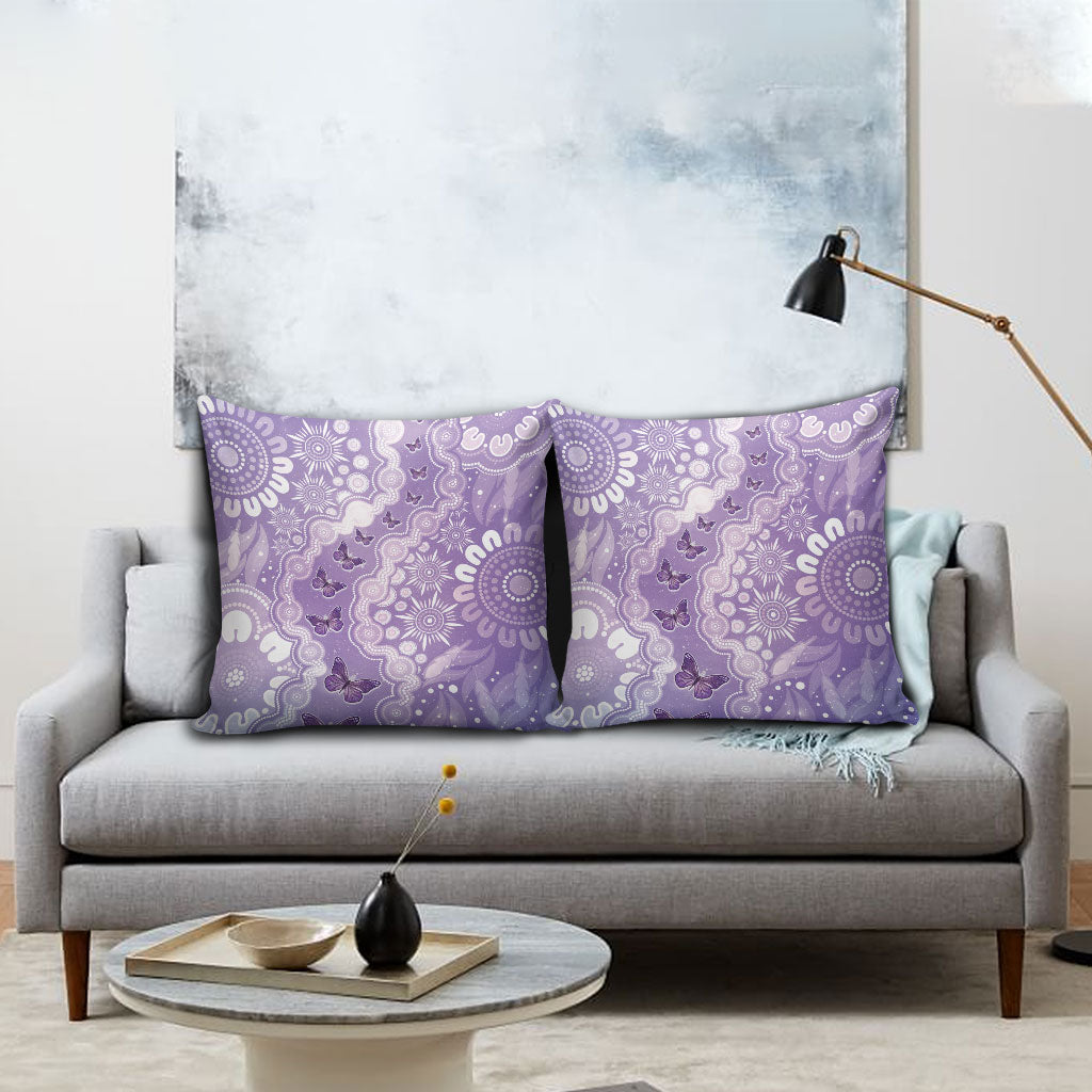 Australia Epilepsy Support Pillow Cover Purple Butterflies Aboriginal