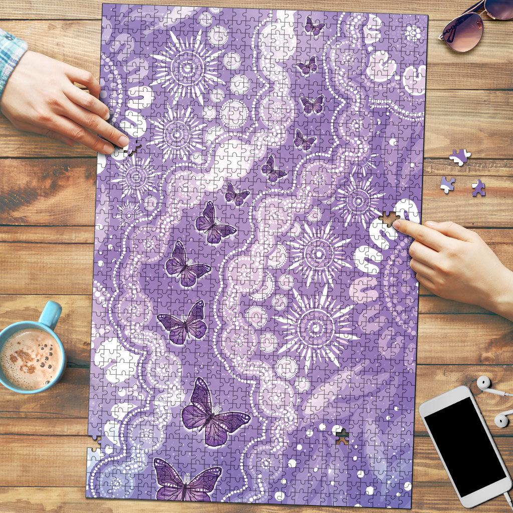 Australia Epilepsy Support Puzzle Purple Butterflies Aboriginal