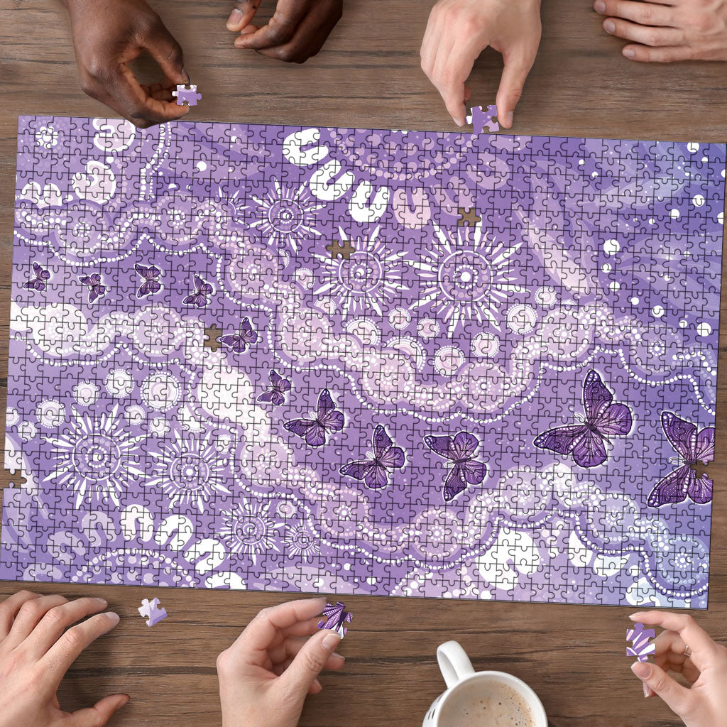 Australia Epilepsy Support Puzzle Purple Butterflies Aboriginal
