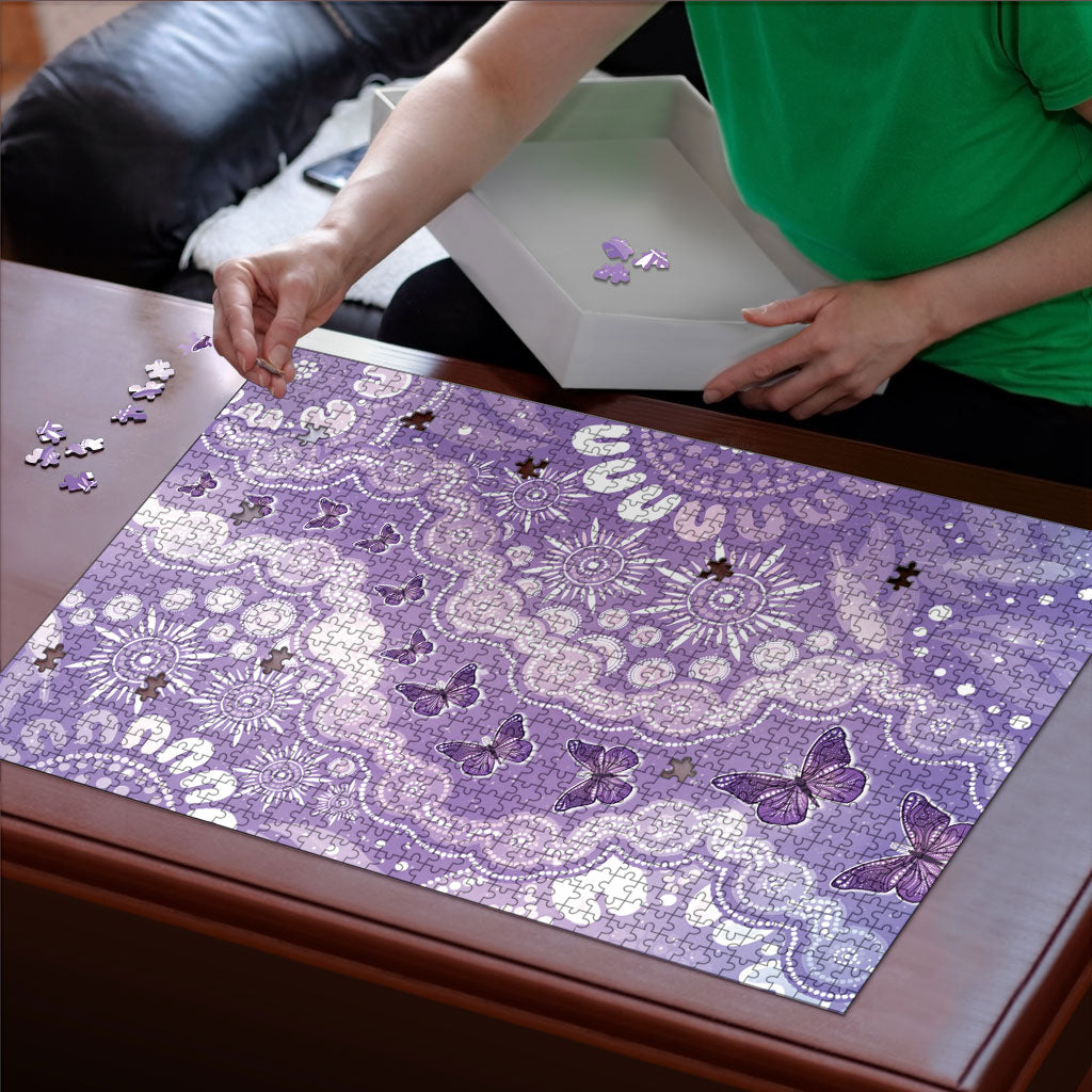 Australia Epilepsy Support Puzzle Purple Butterflies Aboriginal