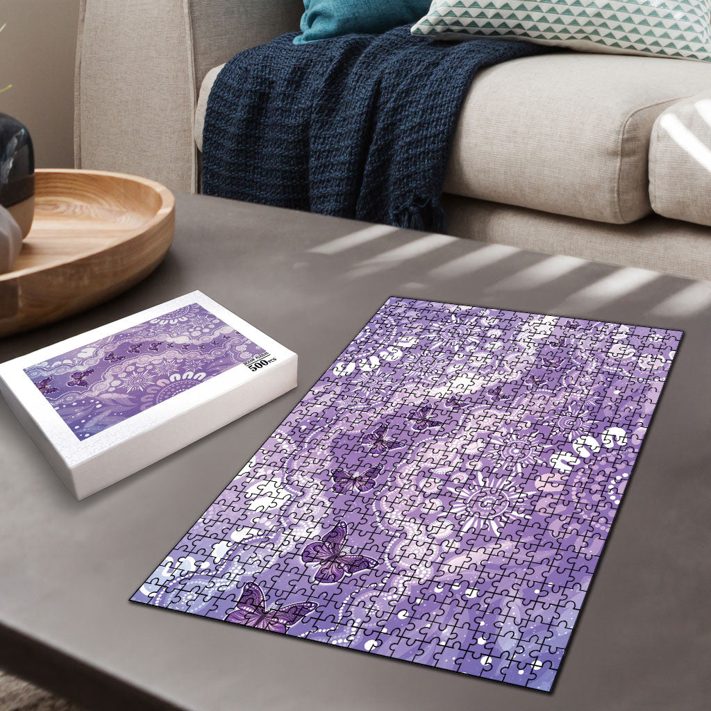 Australia Epilepsy Support Puzzle Purple Butterflies Aboriginal