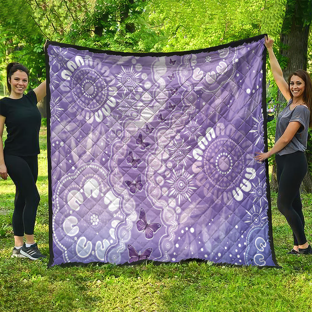 Australia Epilepsy Support Quilt Purple Butterflies Aboriginal