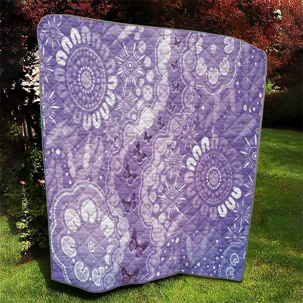Australia Epilepsy Support Quilt Purple Butterflies Aboriginal