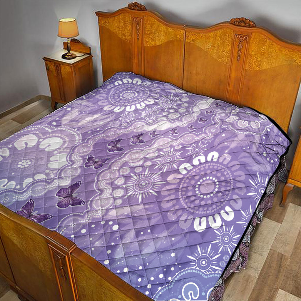 Australia Epilepsy Support Quilt Purple Butterflies Aboriginal