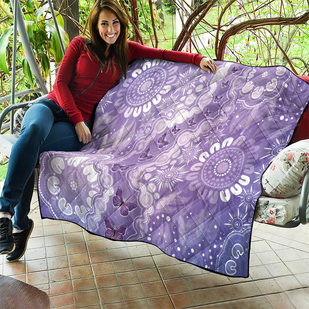 Australia Epilepsy Support Quilt Purple Butterflies Aboriginal
