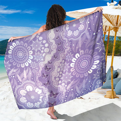 Australia Epilepsy Support Sarong Purple Butterflies Aboriginal