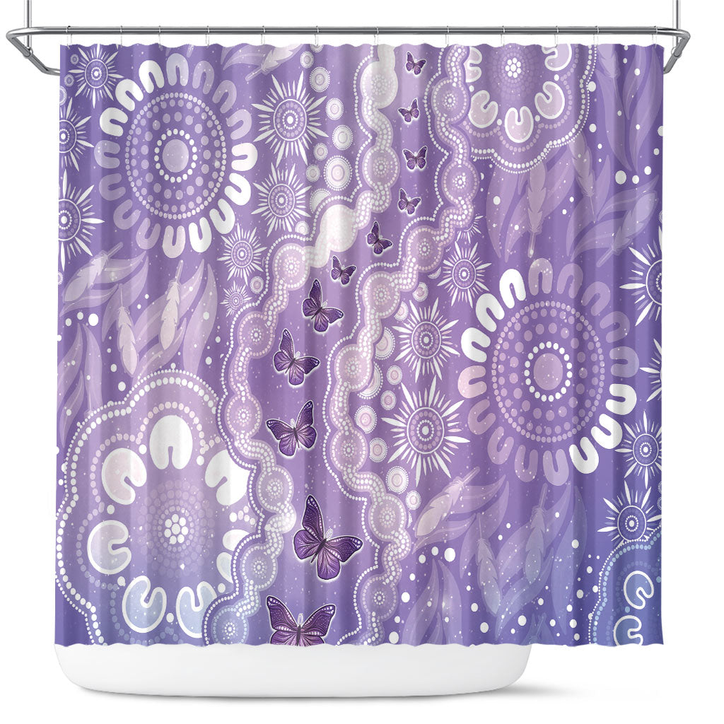 Australia Epilepsy Support Shower Curtain Purple Butterflies Aboriginal