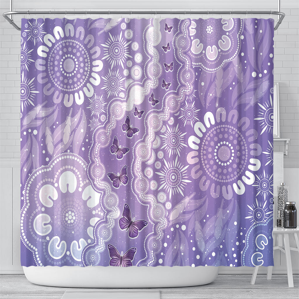 Australia Epilepsy Support Shower Curtain Purple Butterflies Aboriginal