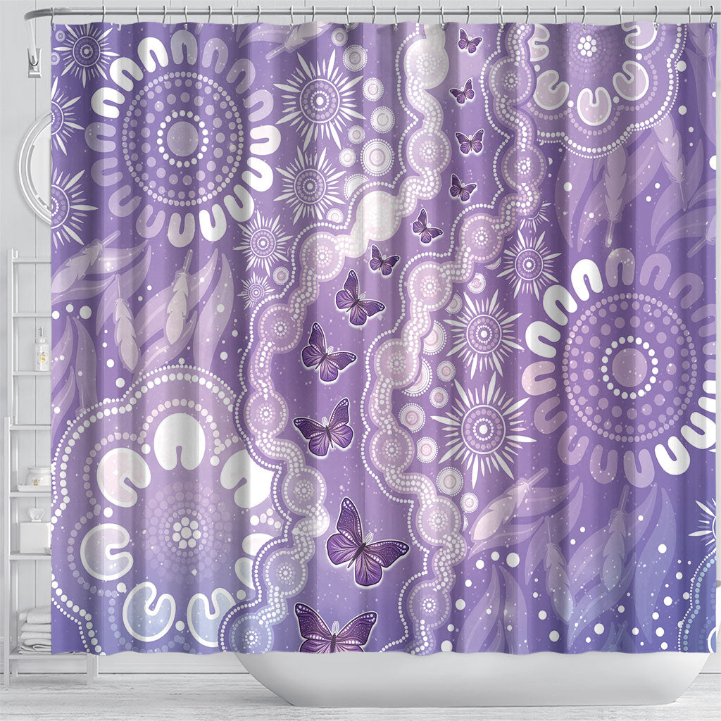 Australia Epilepsy Support Shower Curtain Purple Butterflies Aboriginal