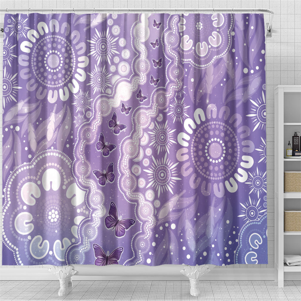 Australia Epilepsy Support Shower Curtain Purple Butterflies Aboriginal