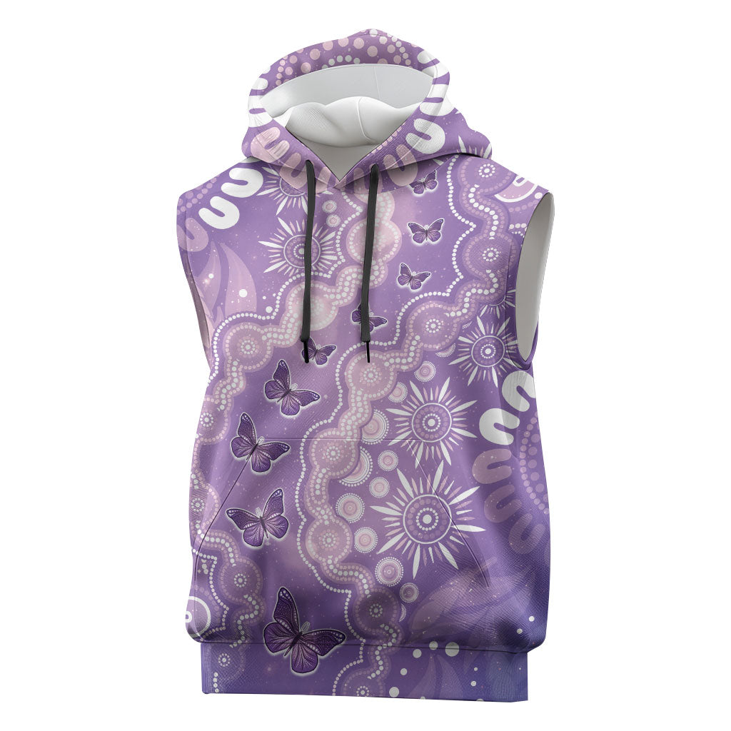 Australia Epilepsy Support Sleeveless Hoodie Purple Butterflies Aboriginal
