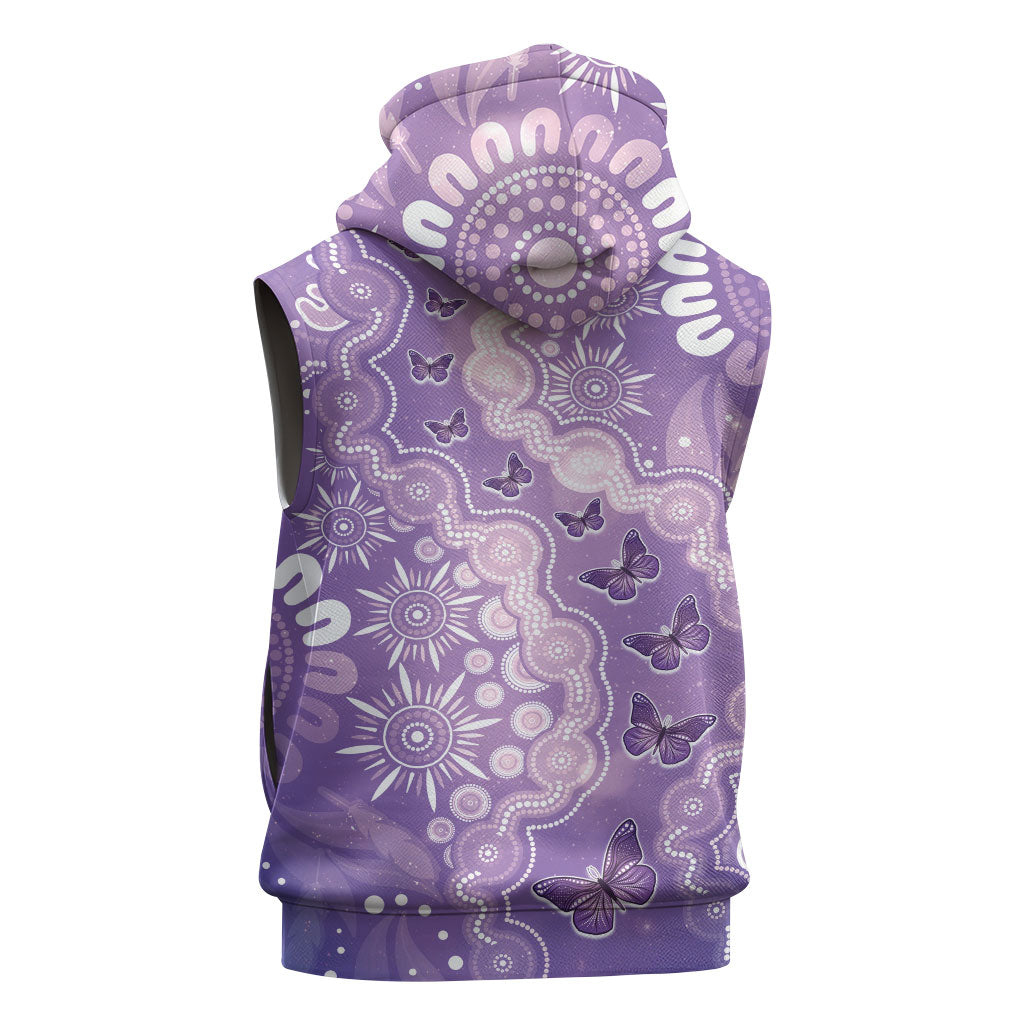 Australia Epilepsy Support Sleeveless Hoodie Purple Butterflies Aboriginal