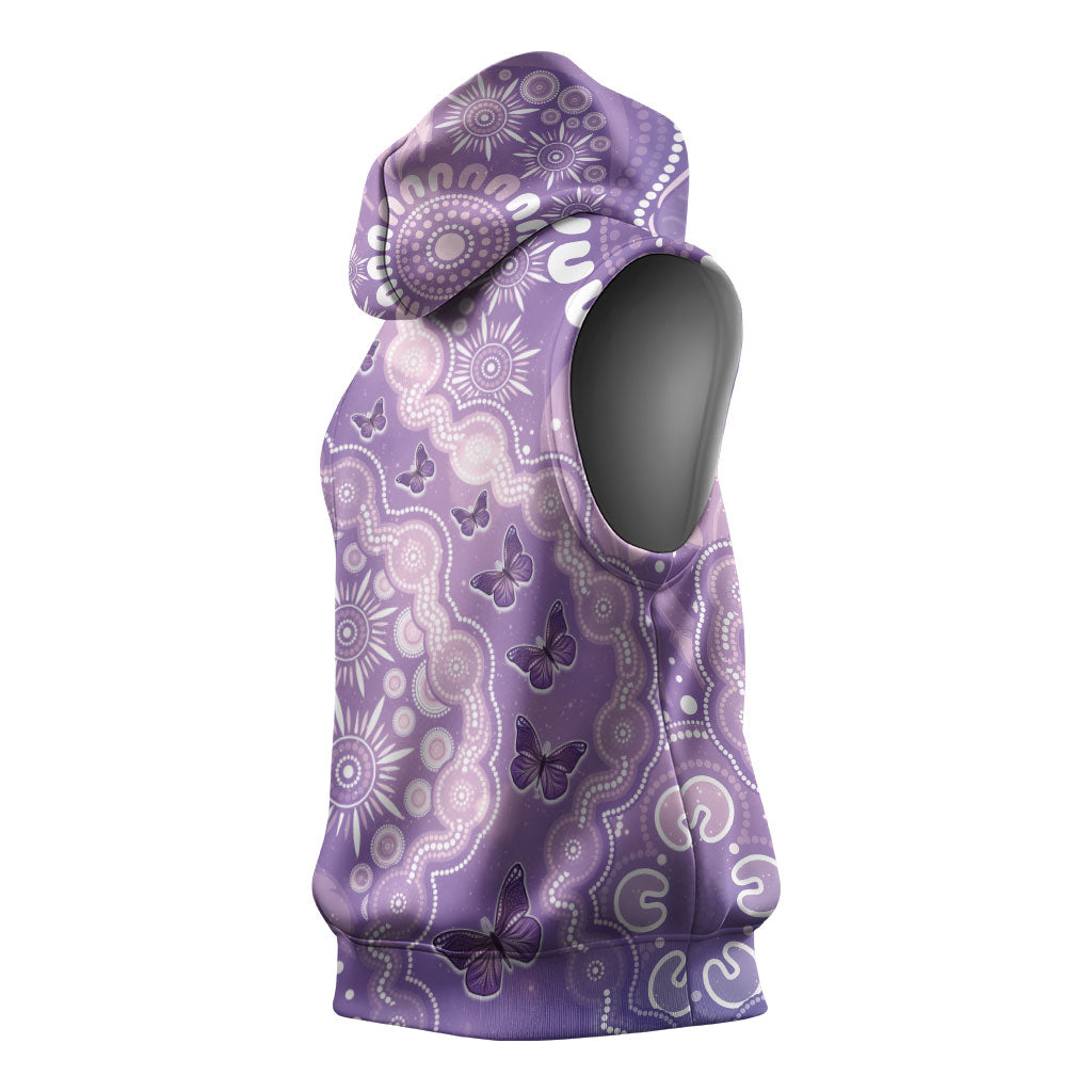 Australia Epilepsy Support Sleeveless Hoodie Purple Butterflies Aboriginal