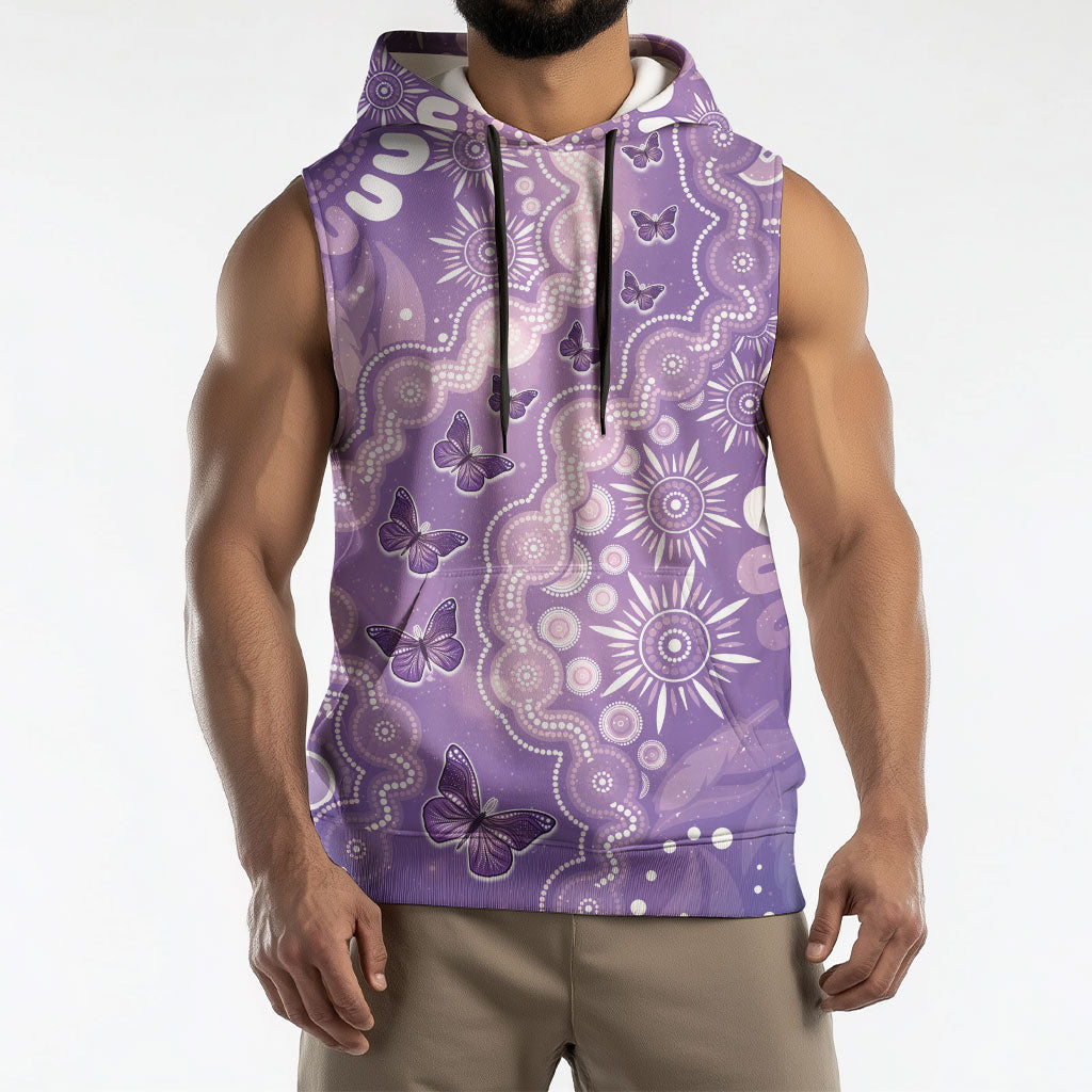 Australia Epilepsy Support Sleeveless Hoodie Purple Butterflies Aboriginal