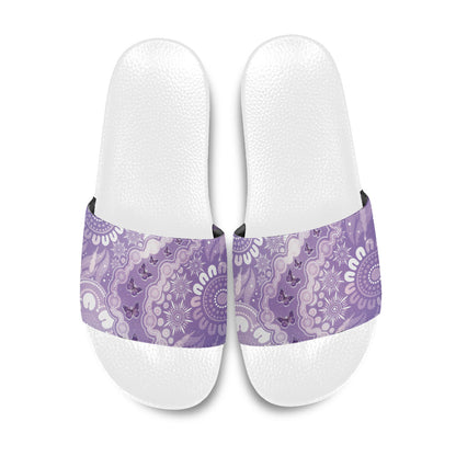 Australia Epilepsy Support Slide Sandals Purple Butterflies Aboriginal