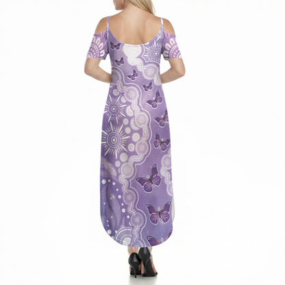 Australia Epilepsy Support Summer Maxi Dress Purple Butterflies Aboriginal