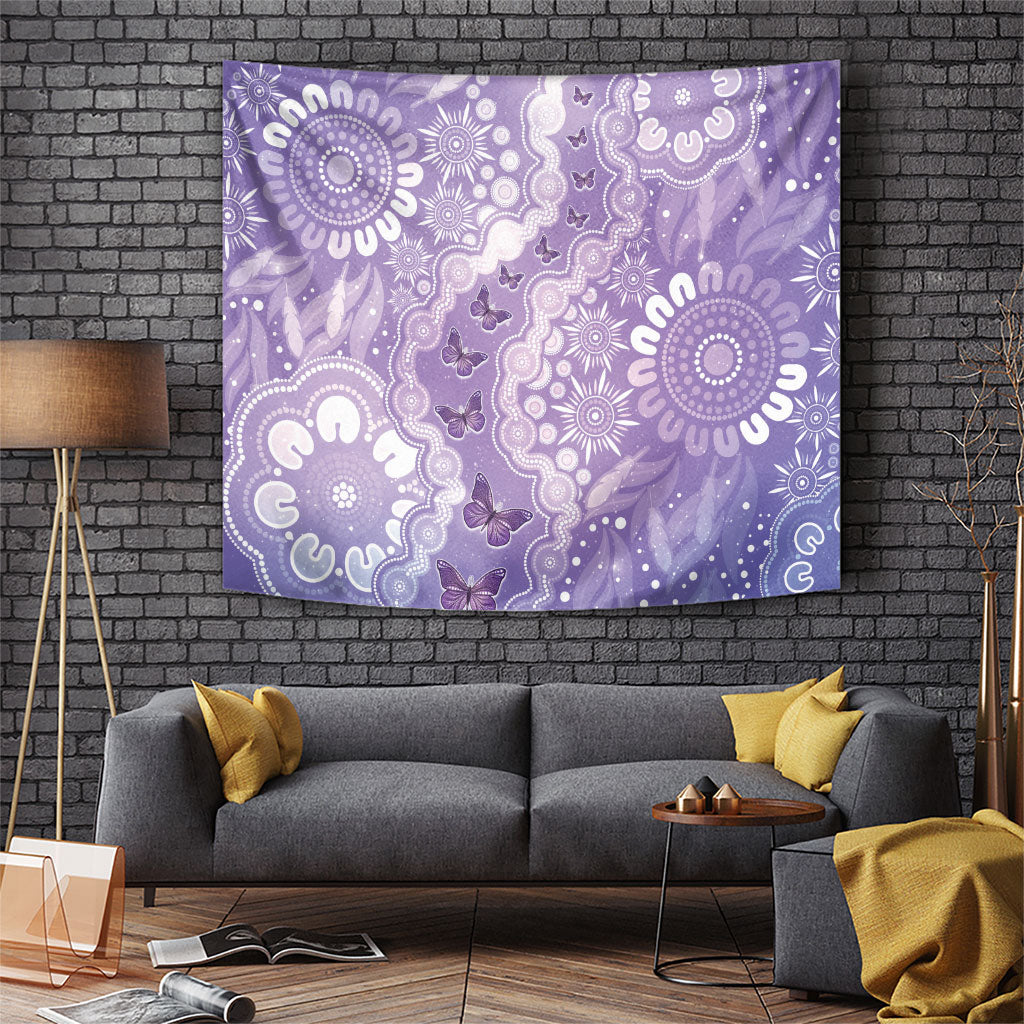 Australia Epilepsy Support Tapestry Purple Butterflies Aboriginal