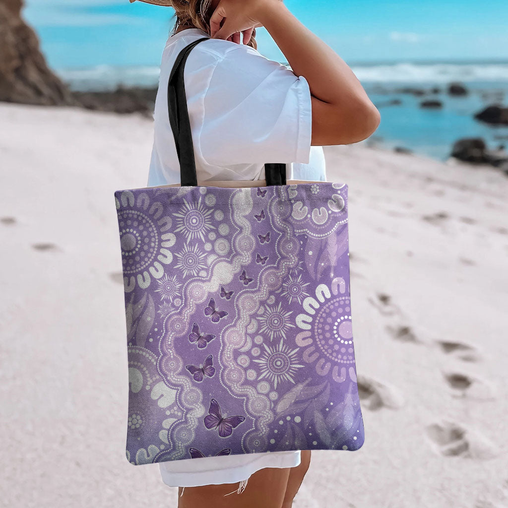 Australia Epilepsy Support Tote Bag Purple Butterflies Aboriginal
