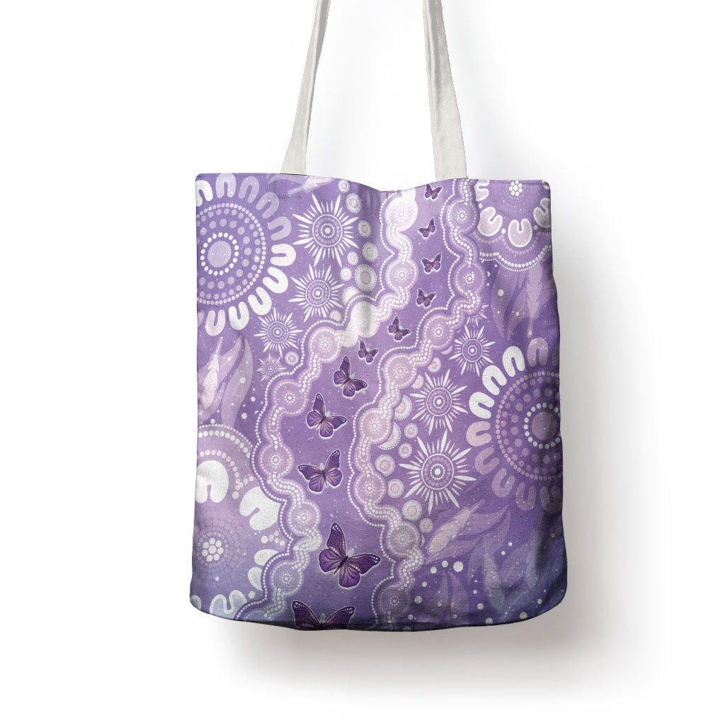 Australia Epilepsy Support Tote Bag Purple Butterflies Aboriginal