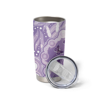 Australia Epilepsy Support Tumbler Cup Purple Butterflies Aboriginal
