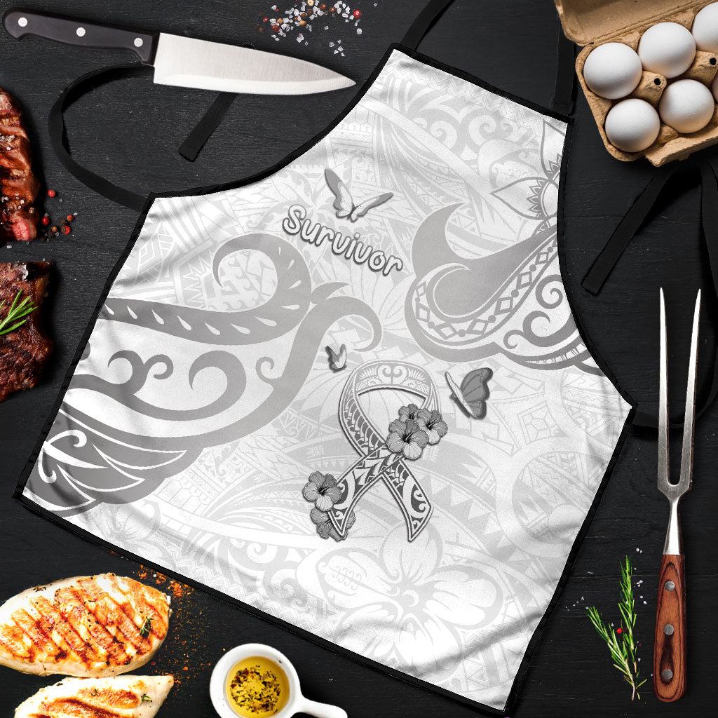 Brain Cancer Support Apron Ribbon Polynesian Pattern