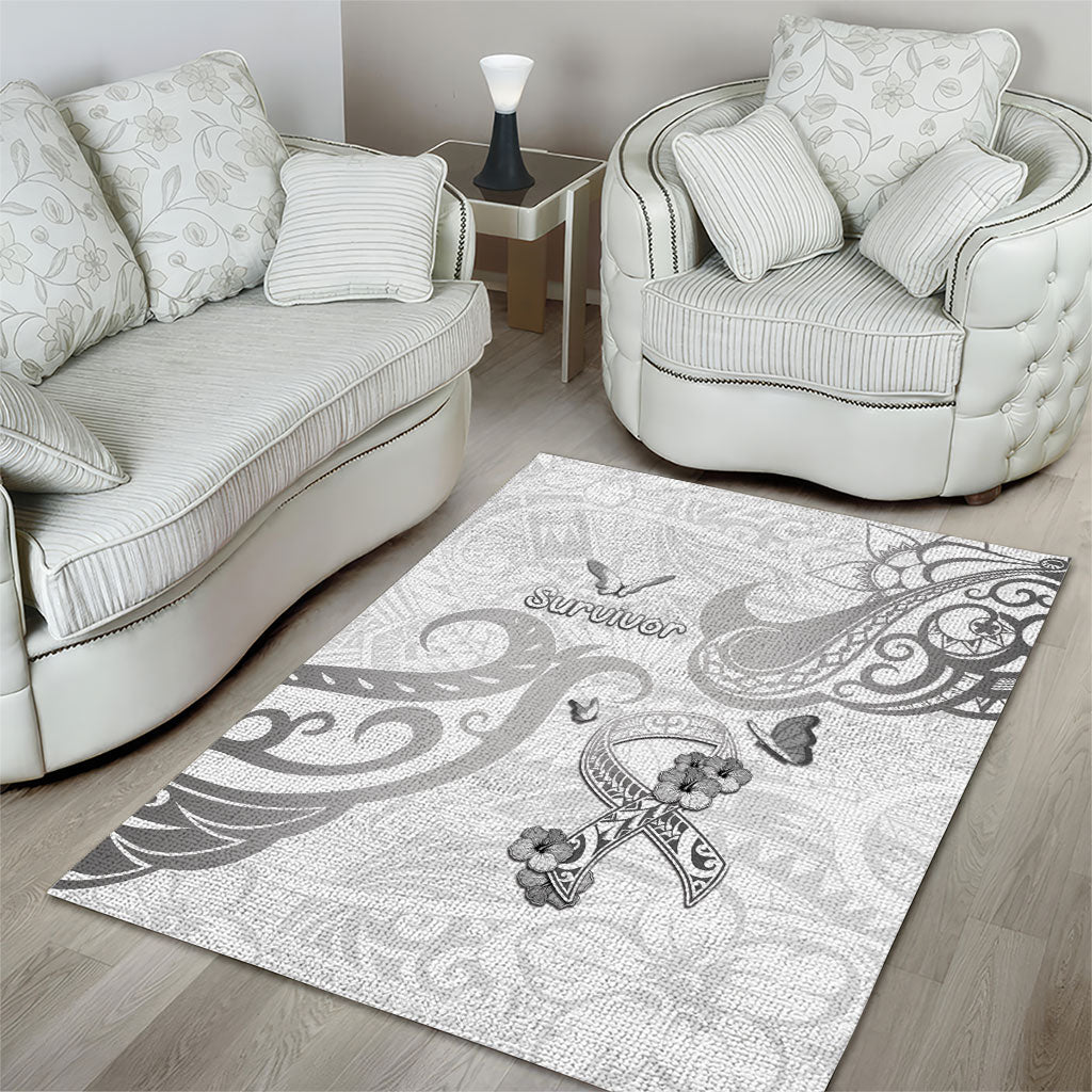 Brain Cancer Support Area Rug Ribbon Polynesian Pattern