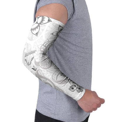 Personalised Brain Cancer Support Arm Sleeves Ribbon Polynesian Pattern