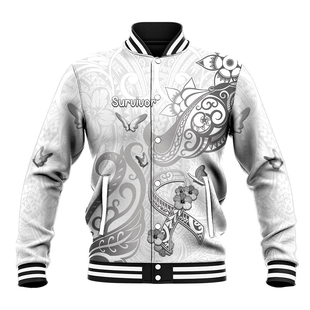 Personalised Brain Cancer Support Baseball Jacket Ribbon Polynesian Pattern